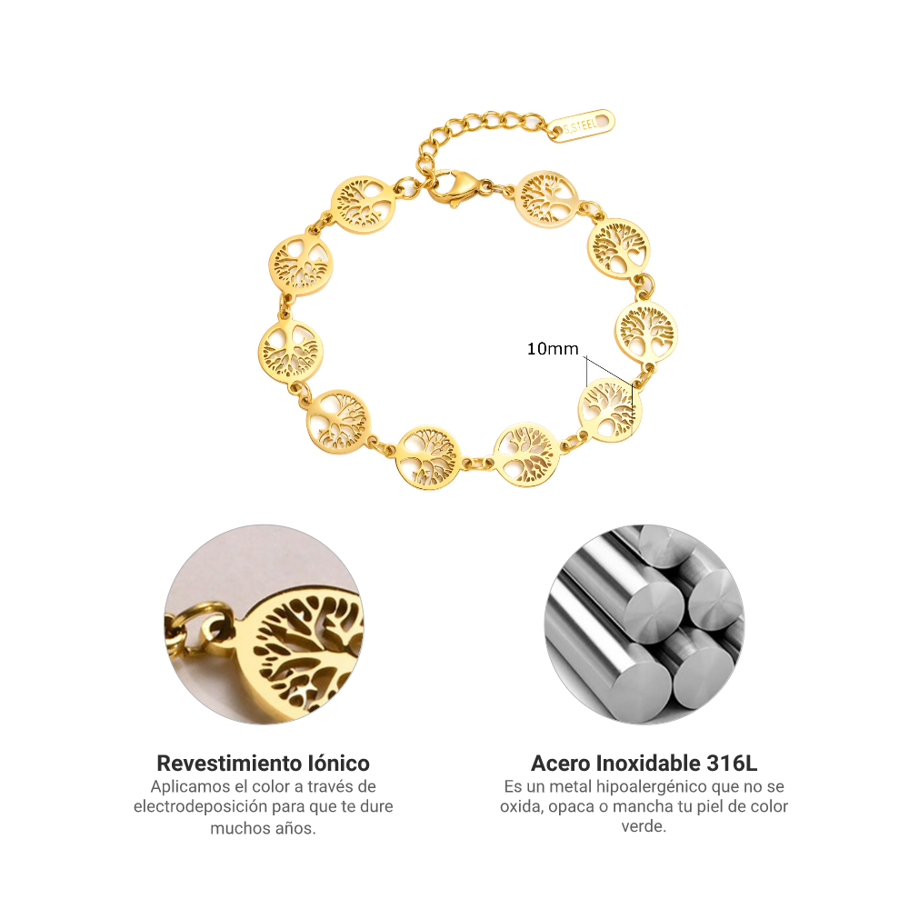 Pulsera Árbol de la Vida - Acero Inox.