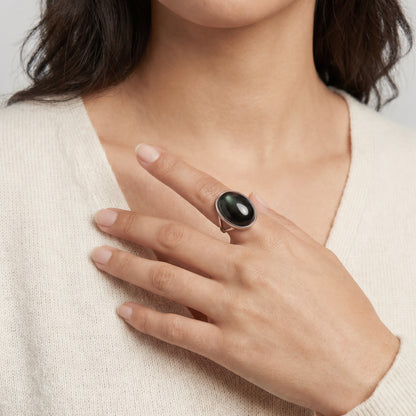Anillo Sublime - Plata .925 y Obsidiana