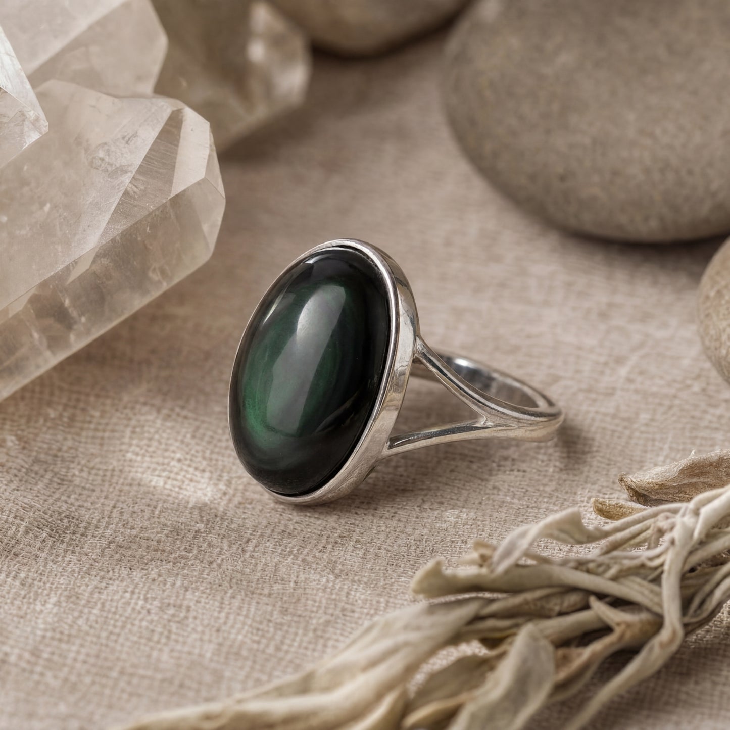 Anillo Sublime - Plata .925 y Obsidiana