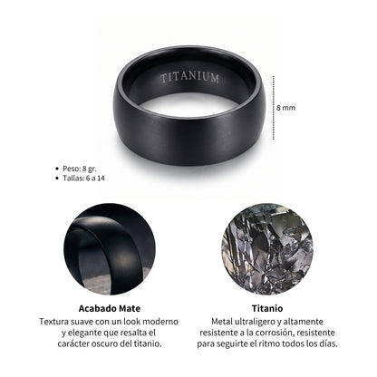 Anillo Negro Puro - Titanio