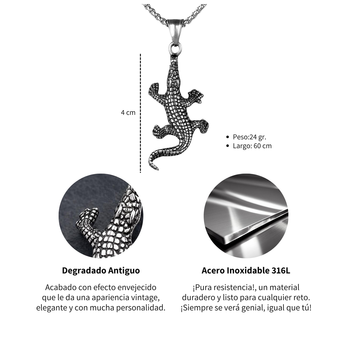 Collar Cocodrilo - Acero Inox.