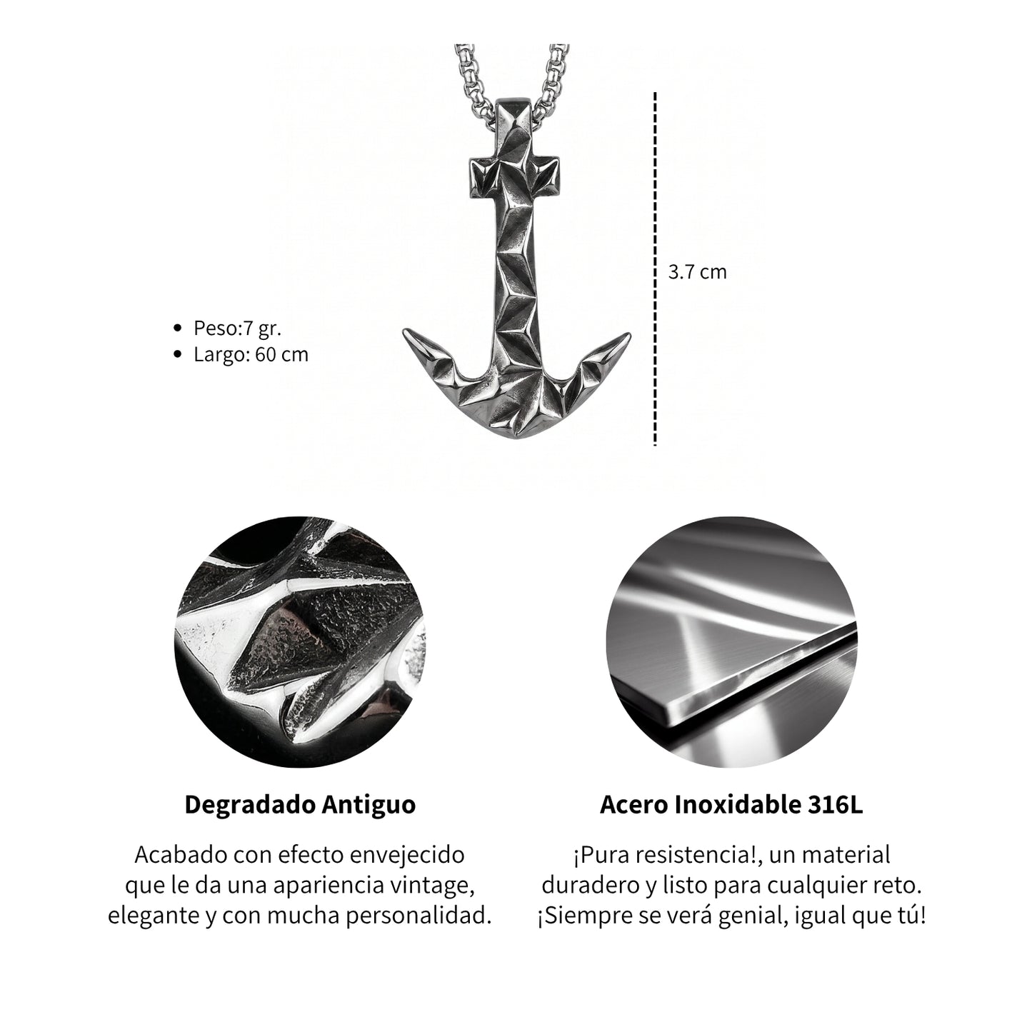 Collar Ancla Prisma - Acero Inox.
