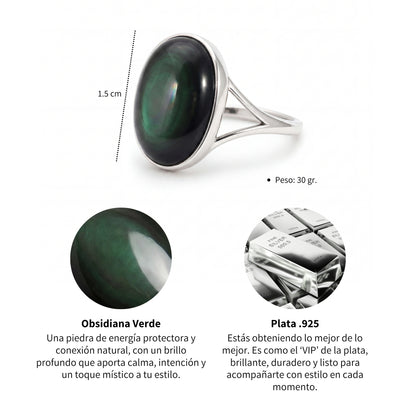 Anillo Sublime - Plata .925 y Obsidiana