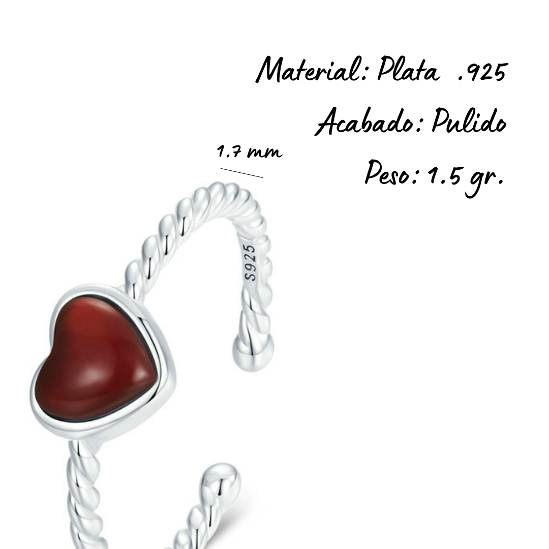 Anillo Corazón Ágata - Plata .925