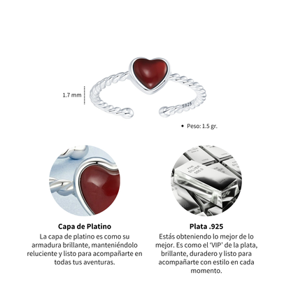 Anillo Corazón Ágata - Plata .925