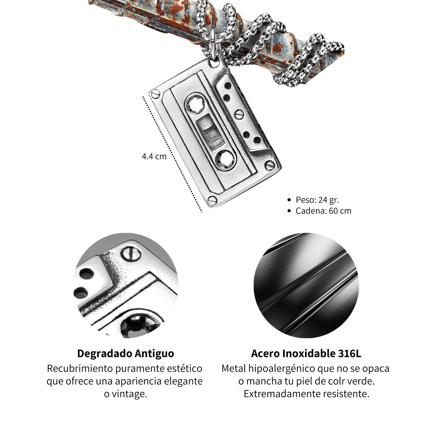 Collar Cassette - Acero Inox.