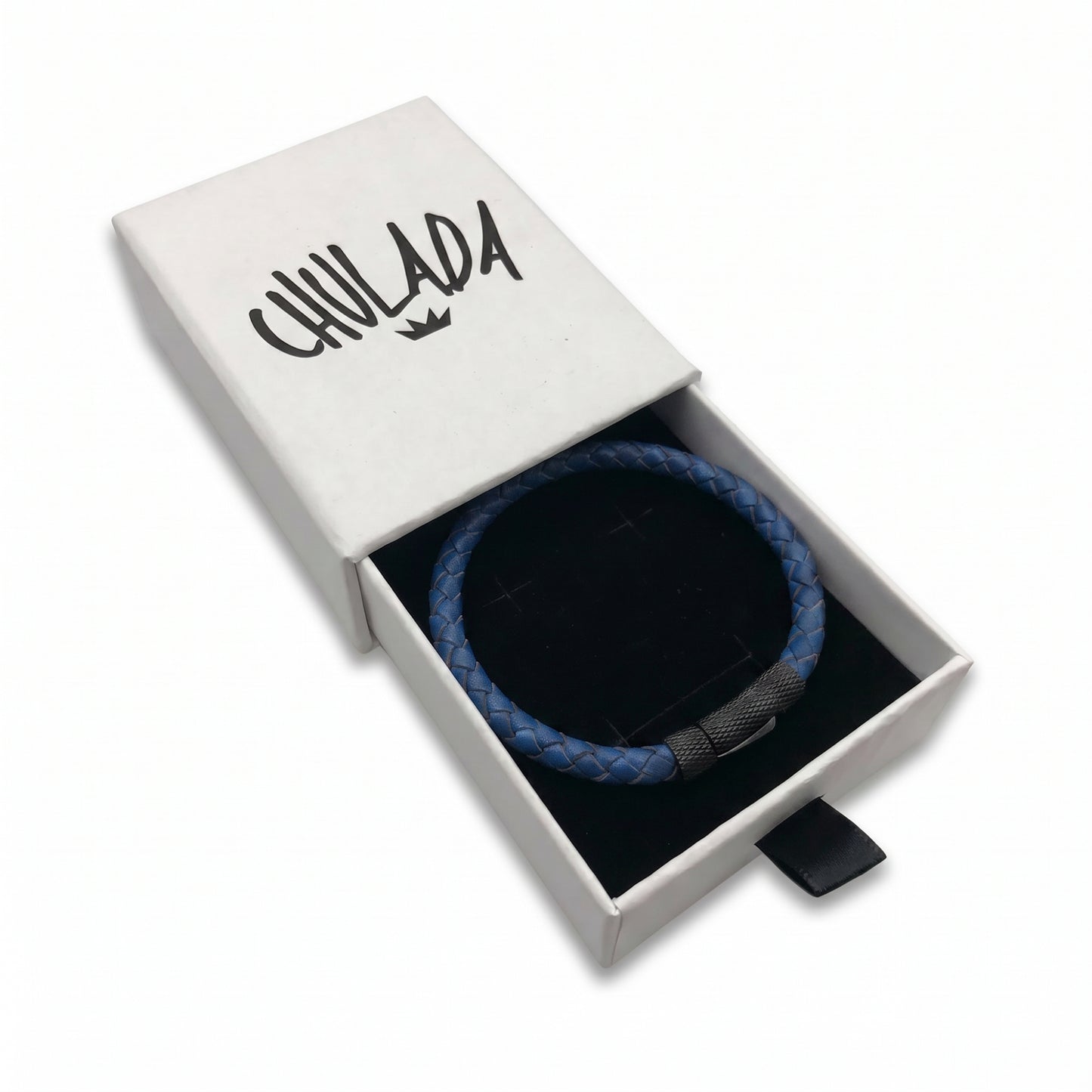 Pulsera Azul Trenzado - Piel Natural