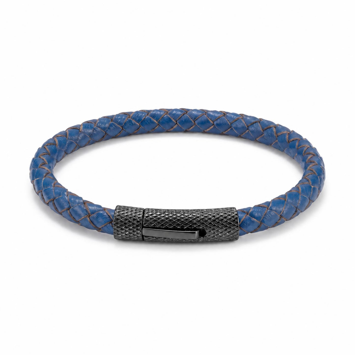 Pulsera Azul Trenzado - Piel Natural