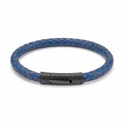 Pulsera Azul Trenzado - Piel Natural