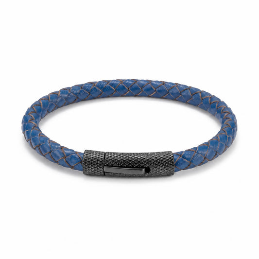 Pulsera Azul Trenzado - Piel Natural