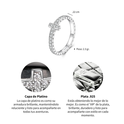 Anillo Cruz Moissanita - Plata .925