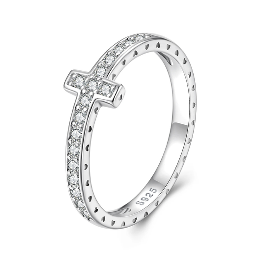 Anillo Cruz Moissanita - Plata .925