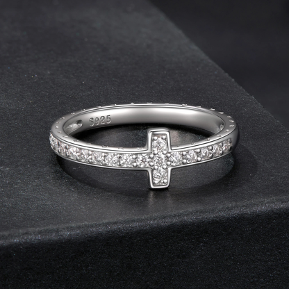 Anillo Cruz Moissanita - Plata .925