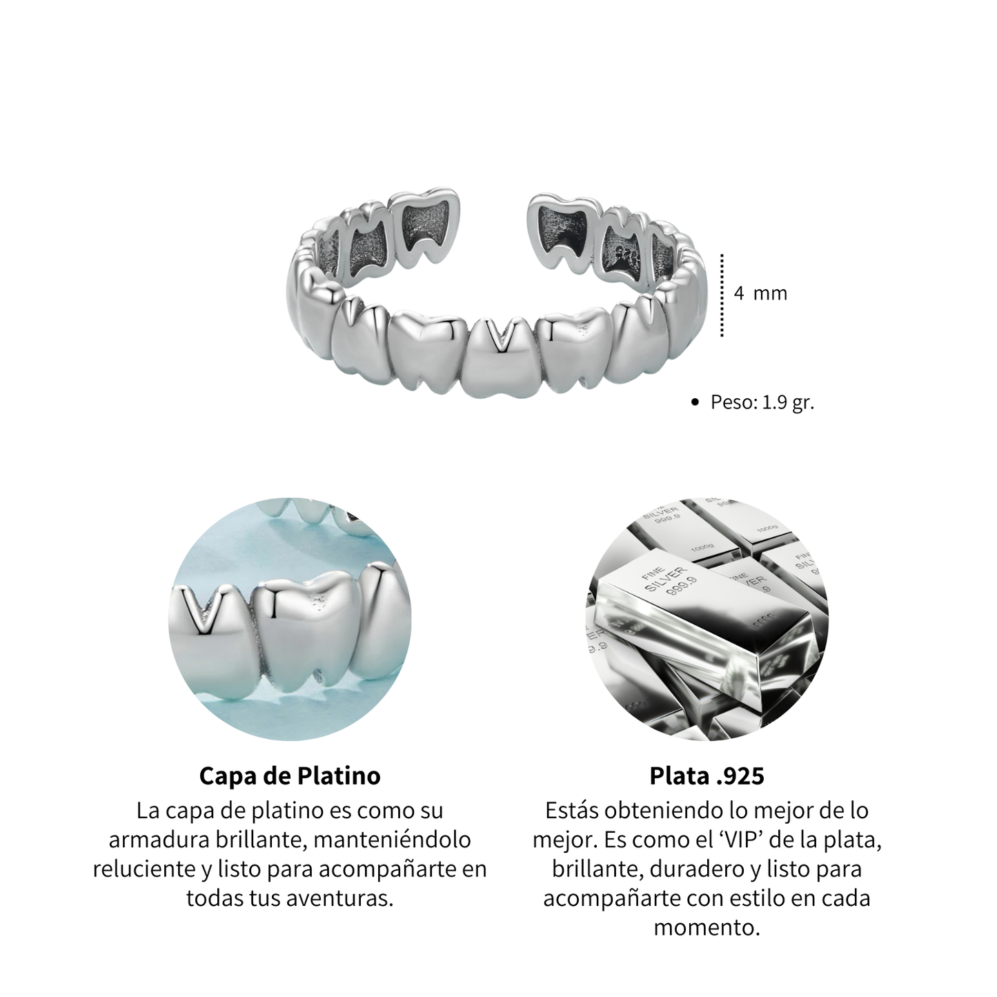Anillo Muelitas - Plata .925
