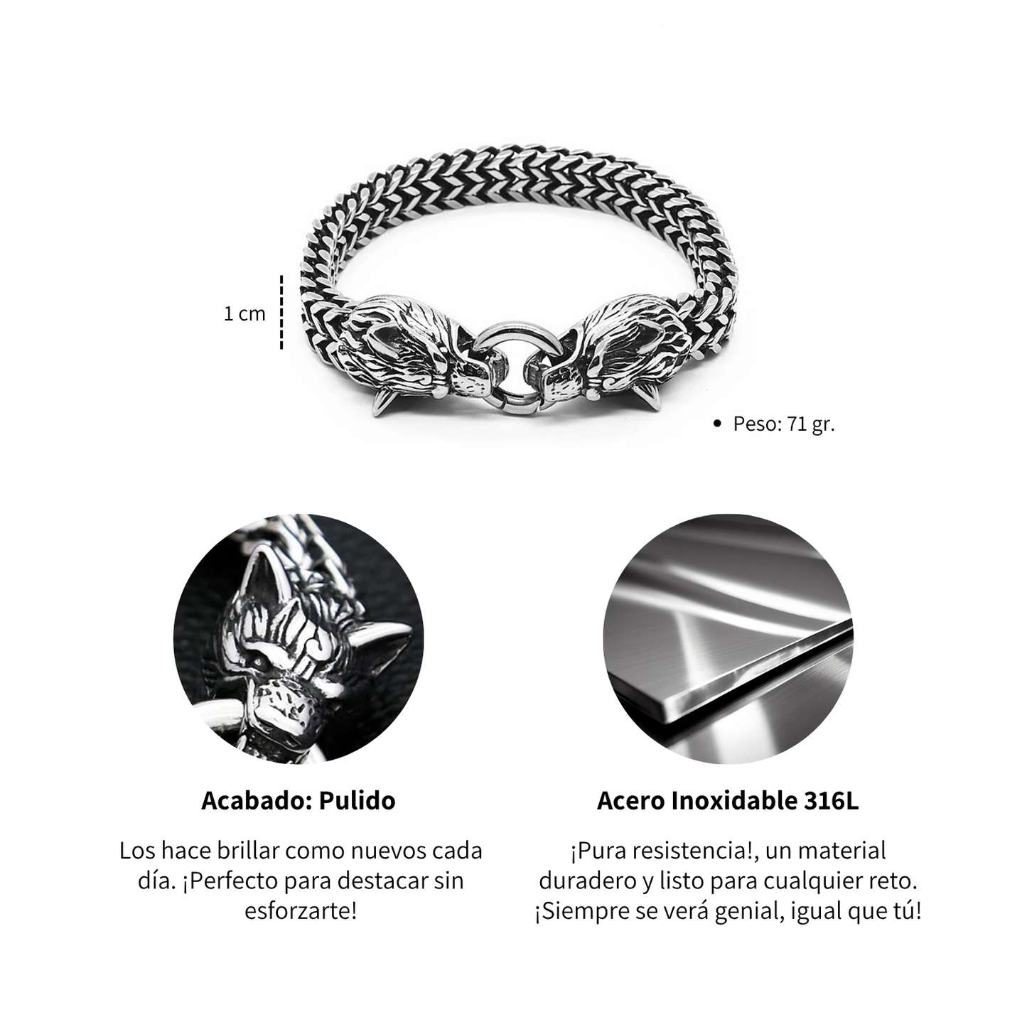 Pulsera Lobo Alfa - Acero Inox