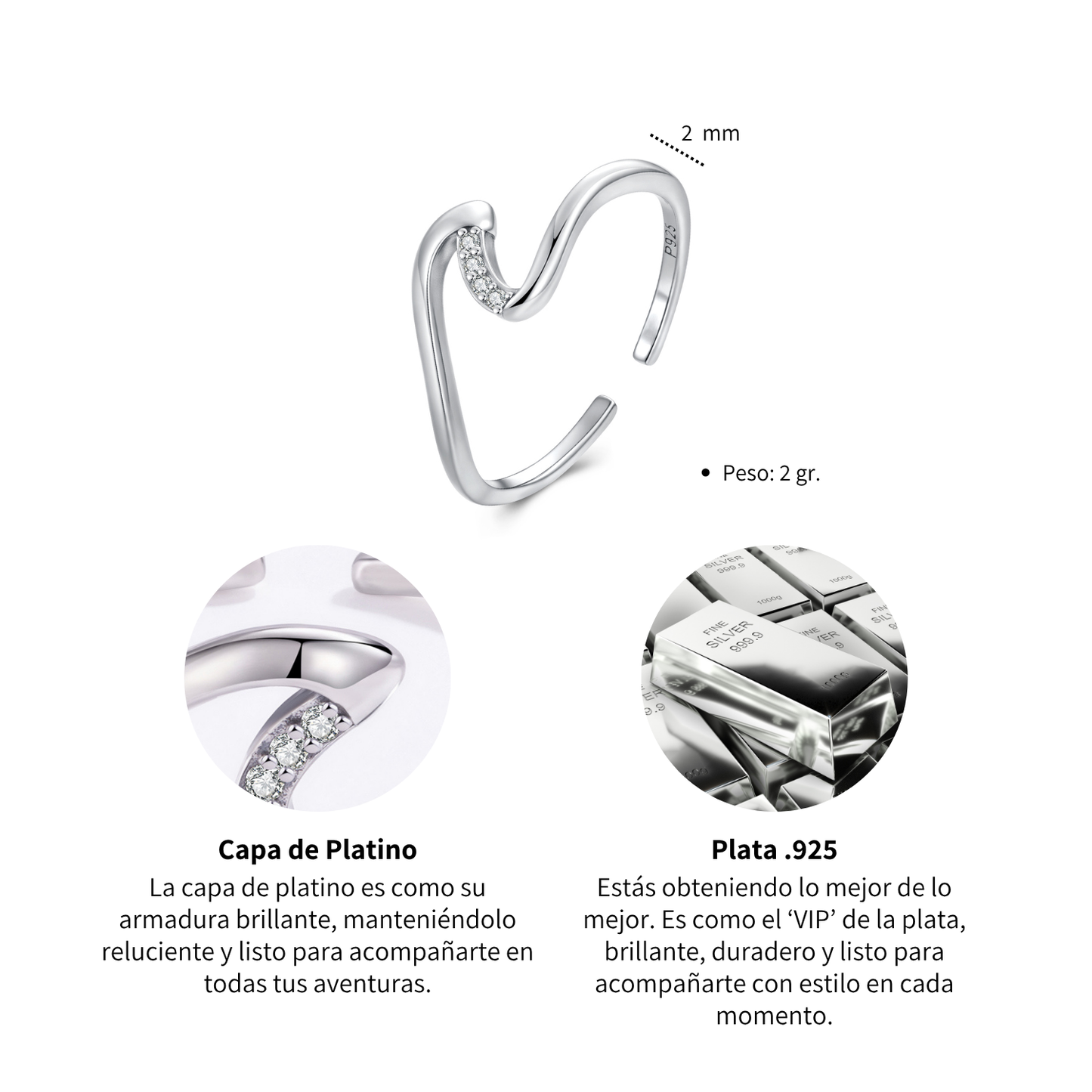 Anillo Ola - Plata .925