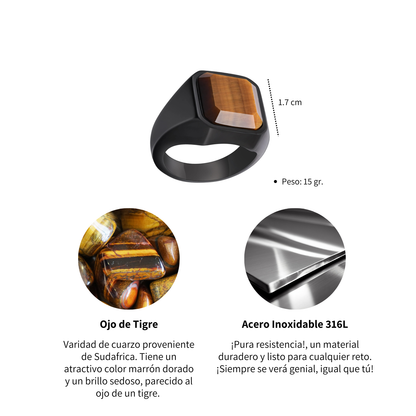 Anillo Ojo de Tigre - Acero Inox.