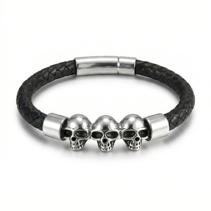Pulsera Triple Calabera - Piel Natural