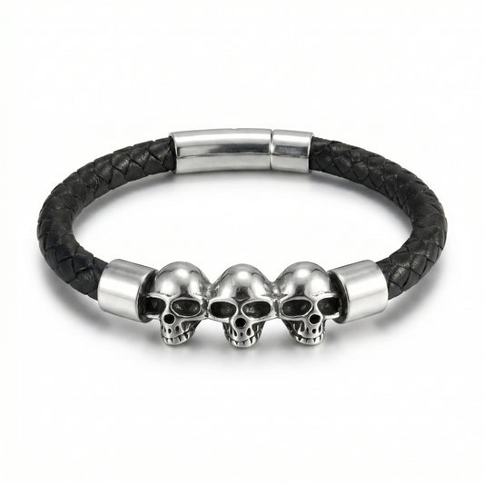 Pulsera Triple Calabera - Piel Natural