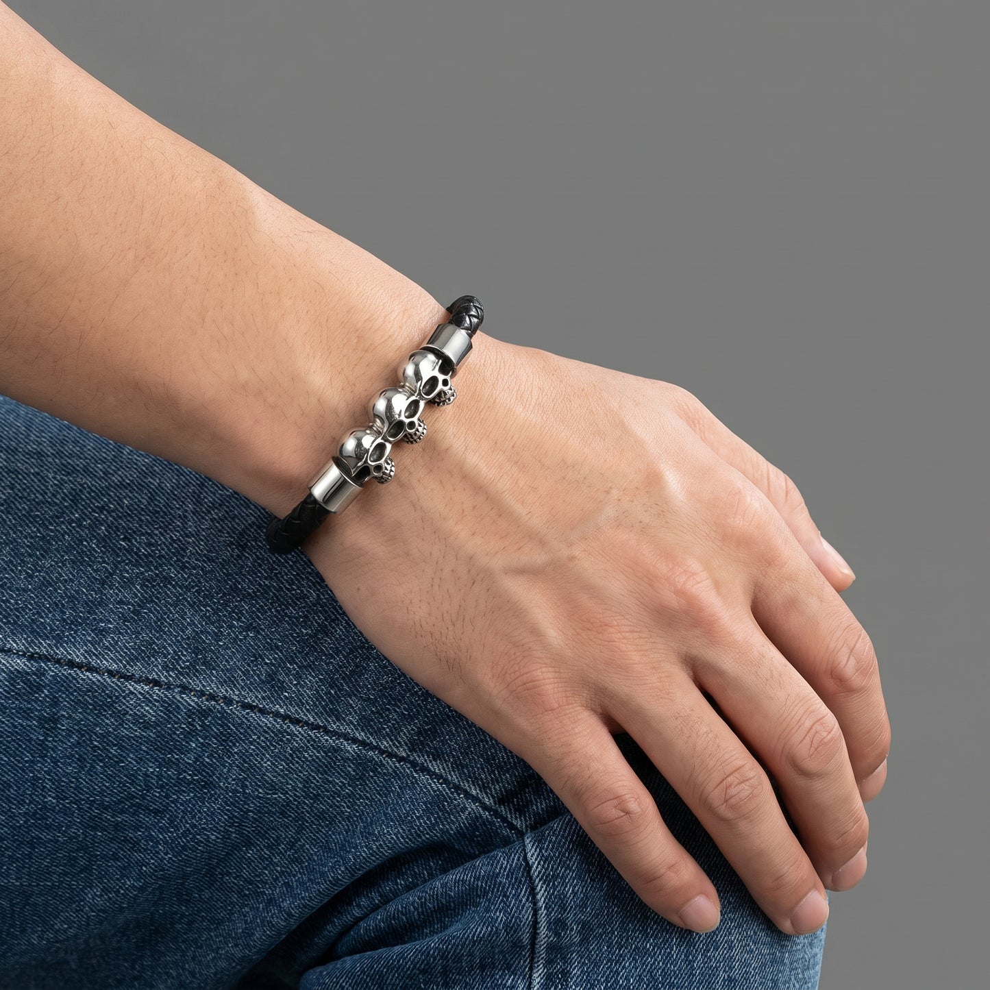 Pulsera Triple Calabera - Piel Natural