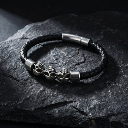 Pulsera Triple Calabera - Piel Natural