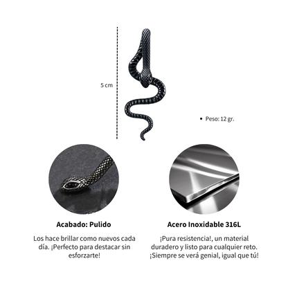 Aretes Black Snake - Acero Inox.