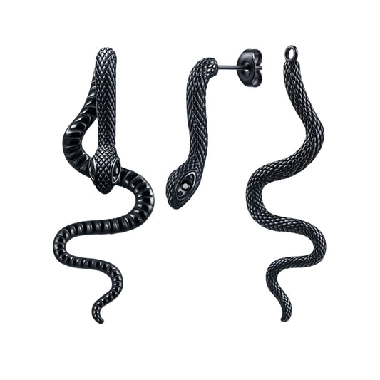 Aretes Black Snake - Acero Inox.