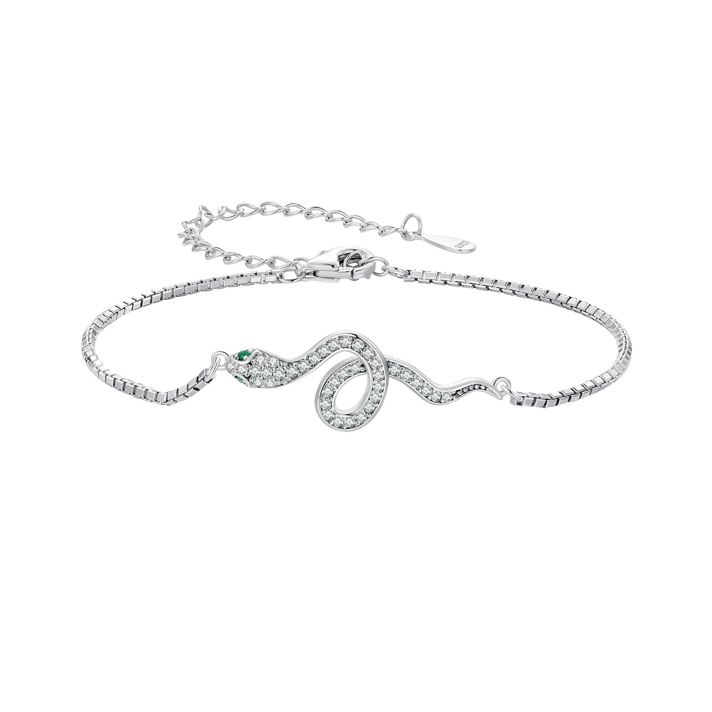 Pulsera Serpiente Ojo Verde - Plata .925