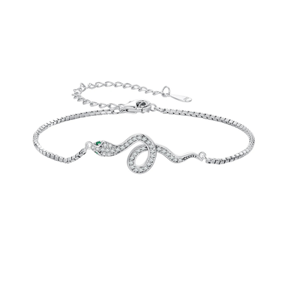 Pulsera Serpiente Ojo Verde - Plata .925