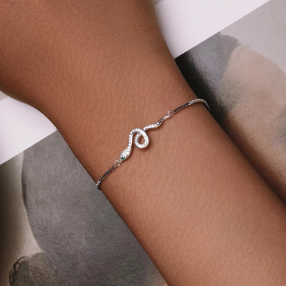 Pulsera Serpiente Ojo Verde - Plata .925