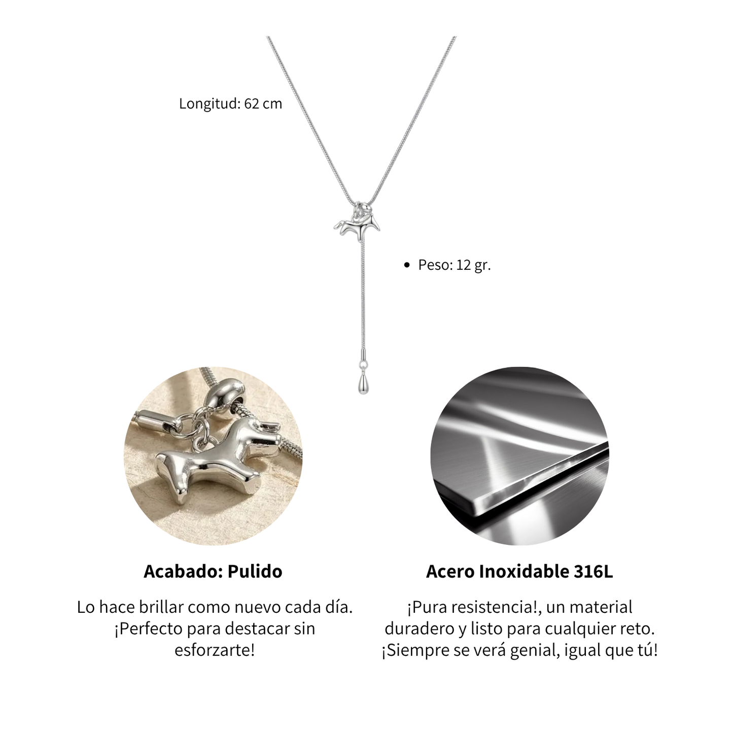 Collar Pony - Acero Inox.