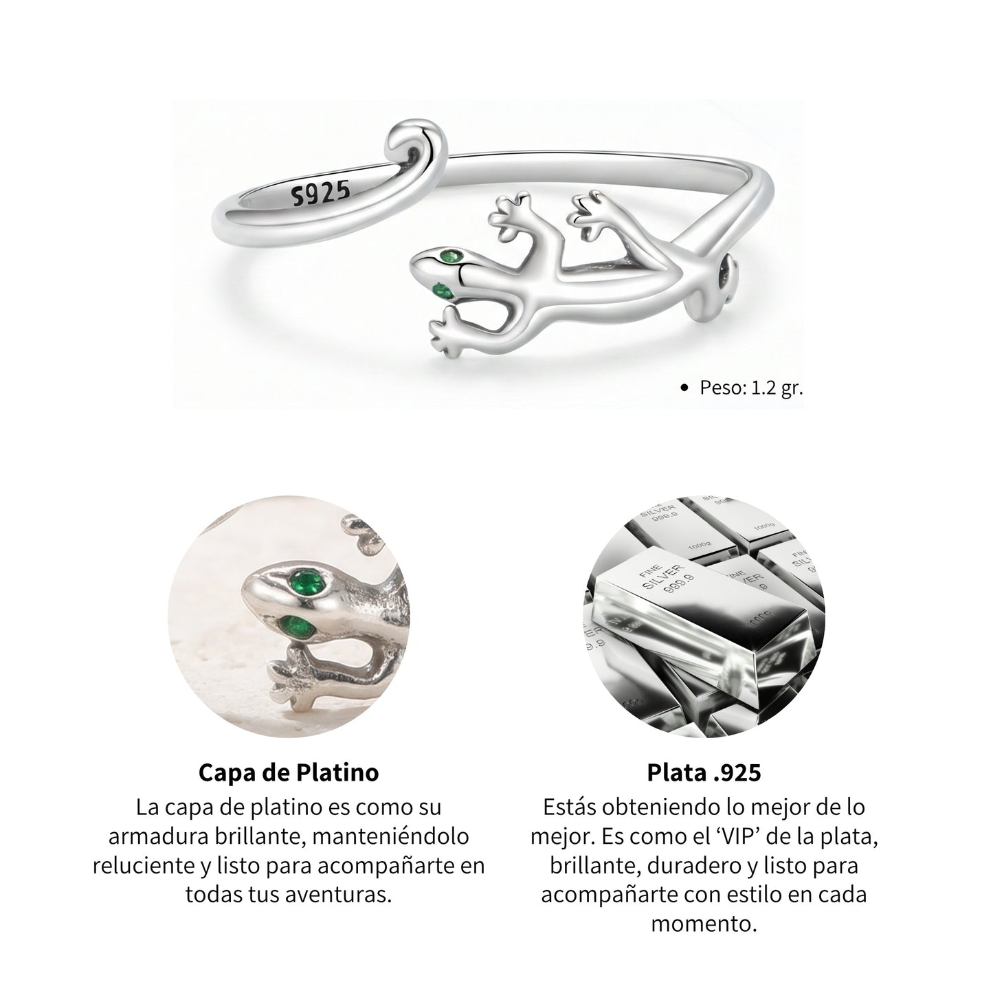 Anillo Gecko - Plata .925