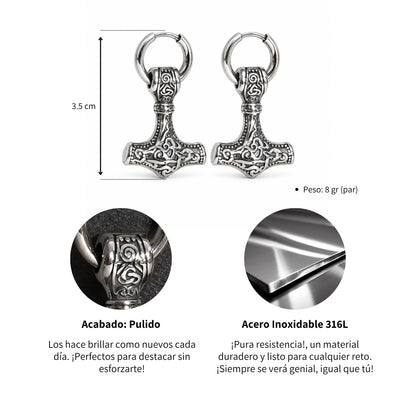 Aretes Mjölnir - Acero Inox.