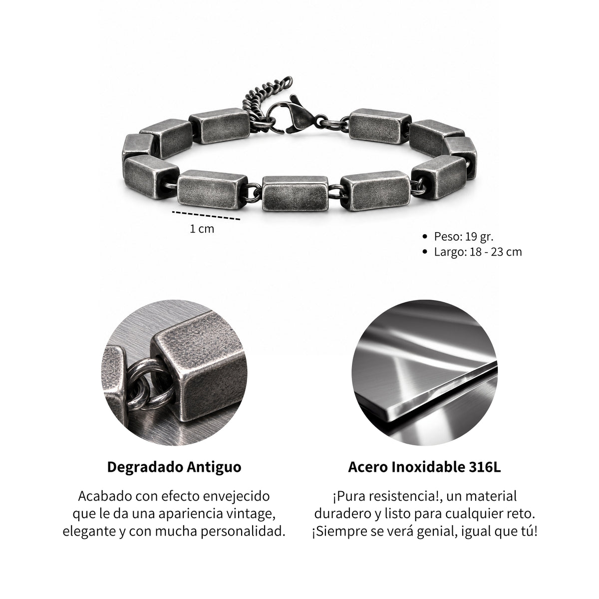 Pulsera Ladrillos - Acero Inox.